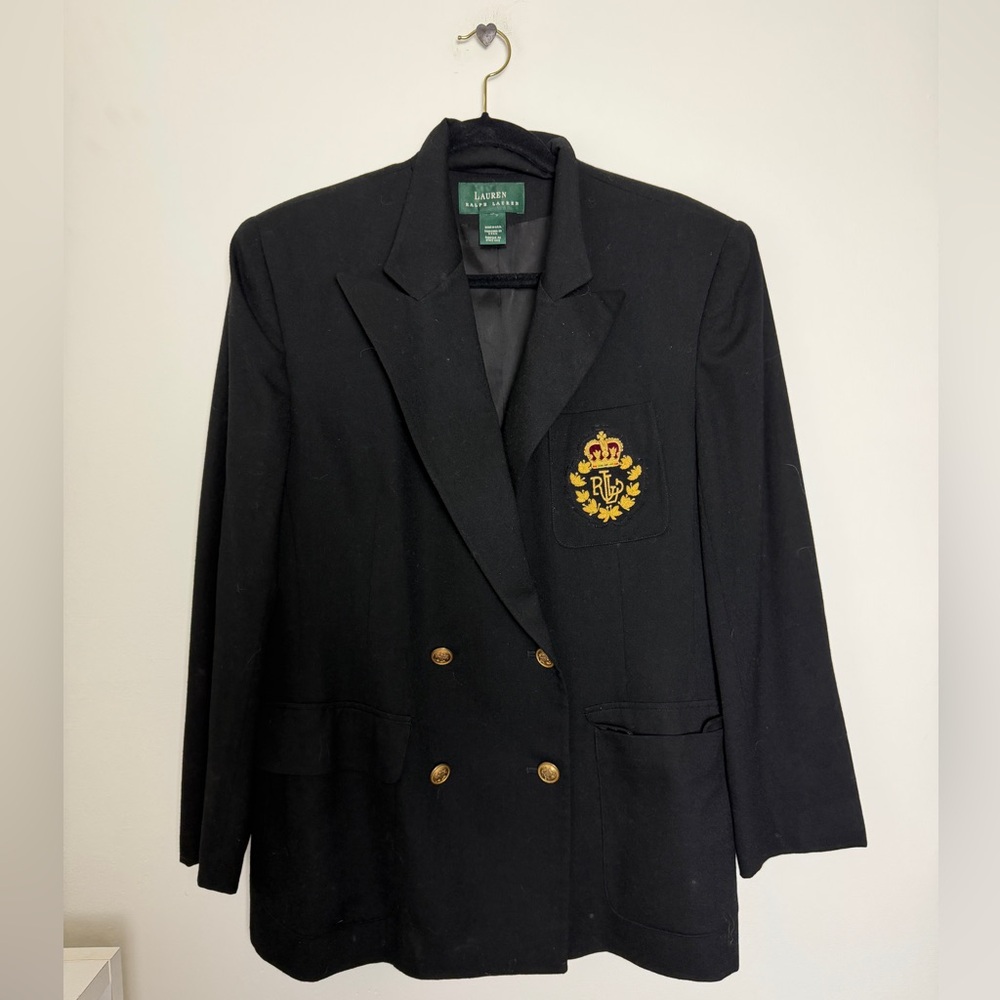 Lauren Ralph Lauren Wool Black Patch Blazer